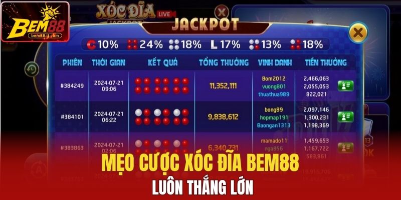 Mẹo cược Xóc Đĩa Bem88 luôn thắng lớn